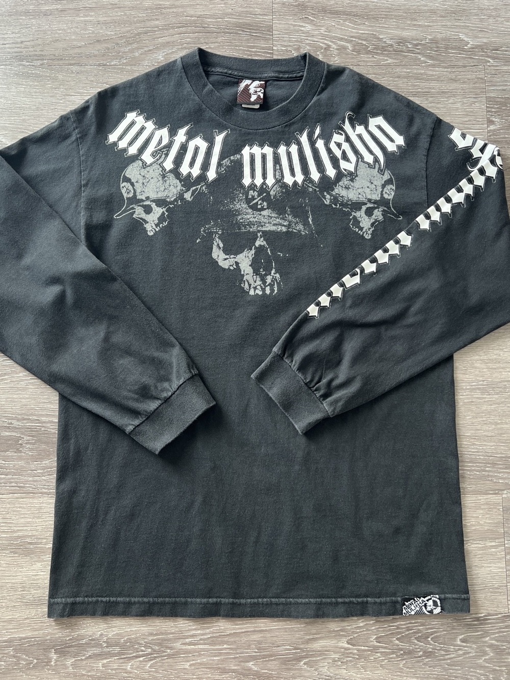 Metal Mulisha Y2K Skull Long Sleeve Shirt Men L Faded Black Moto Grunge